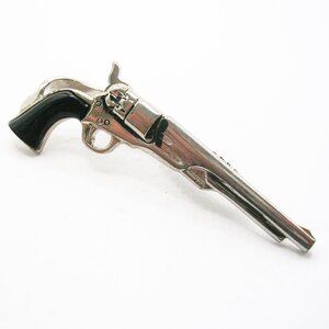 Vintage Tie Clip Bar Colt Six Shooter Revolver Men's Formal Necktie Holder